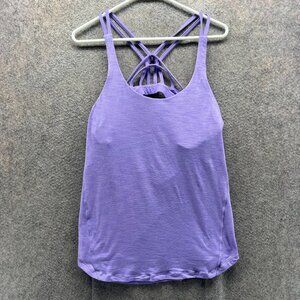 Lululemon Power Y Tank Top Women 2 Purple Built-In Bra Crisscross Back